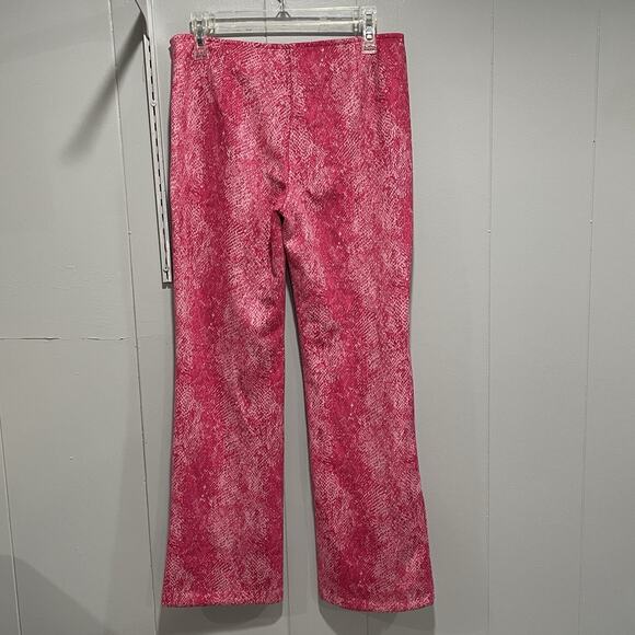 Y2K Urban Outfitters Vivica Snakeskin Print Split Flare Pants 6 Pink Maximalist - Picture 3 of 7